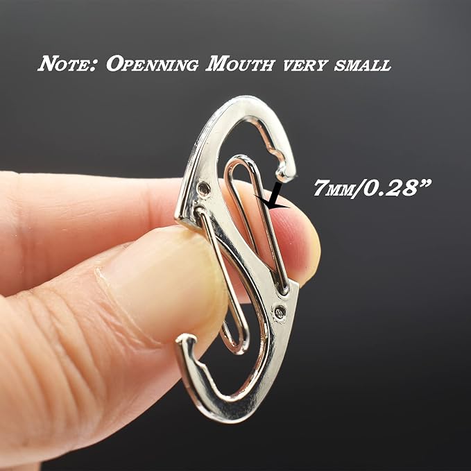 Small Carabiner Clips 1.6 inch Metal Double Sided Spring Gate Snap Hooks - Image 2