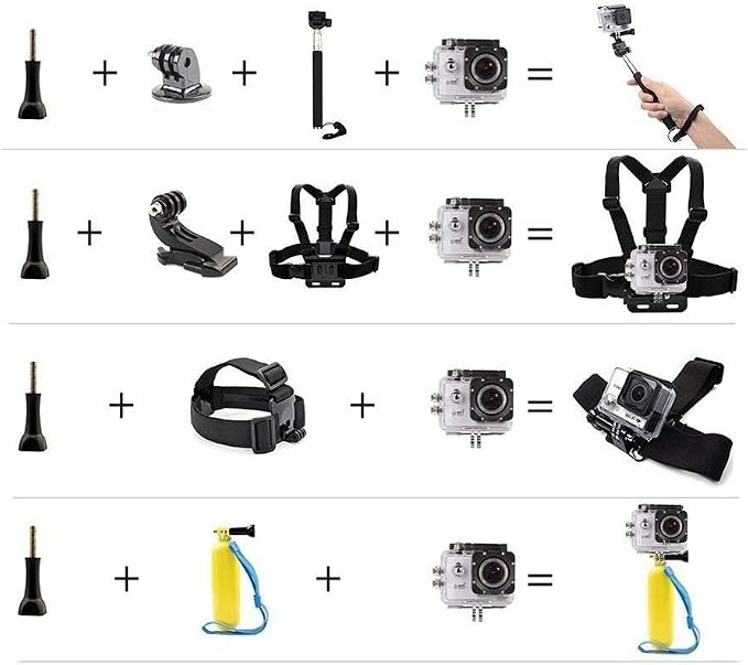 Universal Action Camera Accessories Bundle Head Chest Strap Mount/Selfie - Image 7