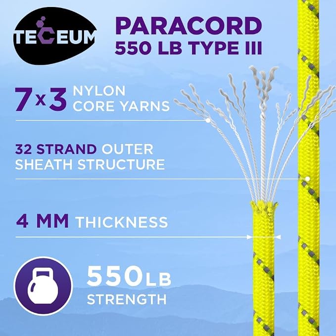 TECEUM Reflective Paracord Rope 1000 – 1000ft/200ft/100ft/50ft – 40+ Colors – - Image 3