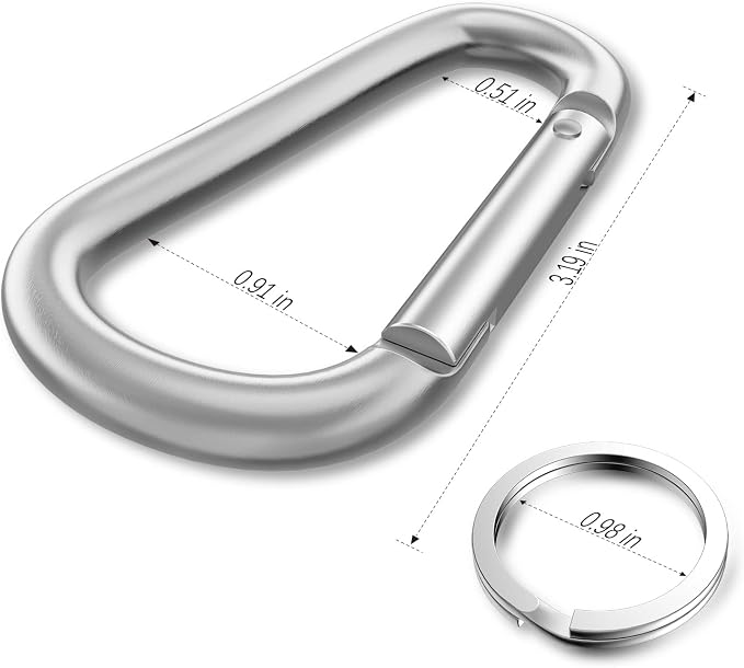 sprookber 3" Aluminum Carabiner D Ring, Caribeener Clips, Spring Snap Hook - Image 2