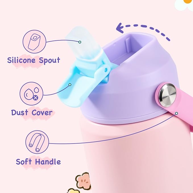 Kerilyn 12oz Kids Water Bottle 2 Pack, Stainless Steel Insulated Water Bottle - Image 3