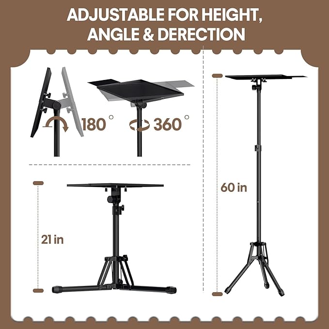 KOOV Projector Stand Adjustable Height 20" to 61", Foldable Projector Tripod - Image 2