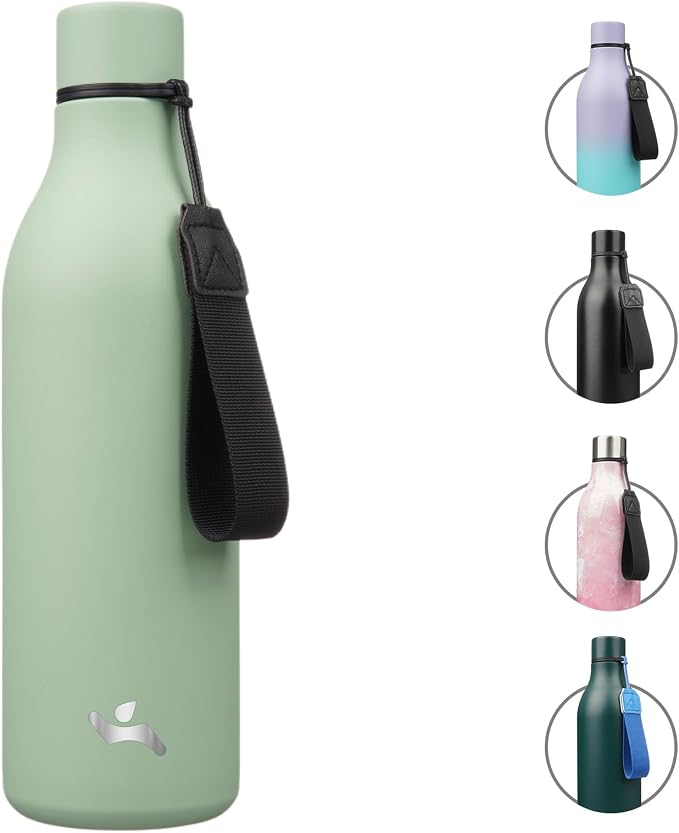 Insulated Water Bottle with Strap, 25 oz Double Wall Stainless Steel Vacuum by Konokyo