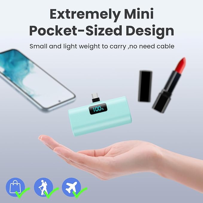 Small Portable Charger 5200mAh, Upgraded PD USB C Power Bank Built-in USB-C - Image 6