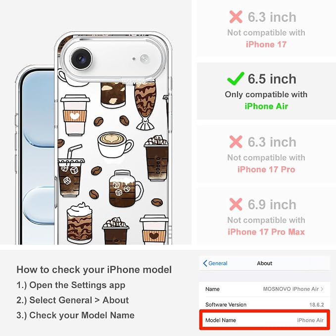 MOSNOVO for iPhone Air Case | Military Grade 6.6ft Drop Tested | Camera Control - Image 2