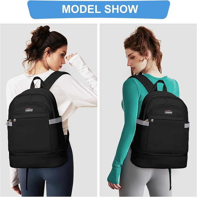 coofay Black Gym Backpack For Women Men Travel Backpack - Image 7
