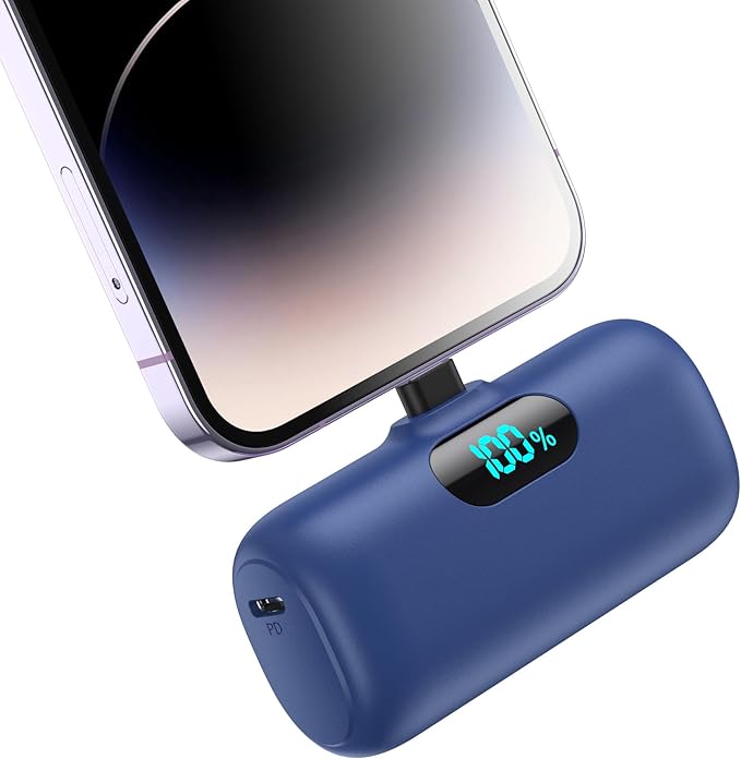 Mini Portable Charger for iPhone, Upgraded 5000mAh PD Fast Charging Battery Pack by HETP