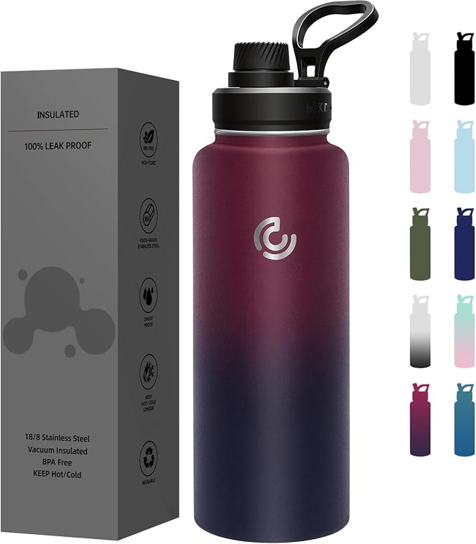 Sports Water Bottle 40oz, Insulated Water Bottle by coktik