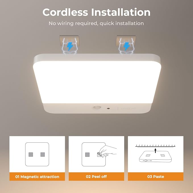 FULEN Motion Sensor Ceiling Light Fixture, Cordless Closet Light Battery - Image 7