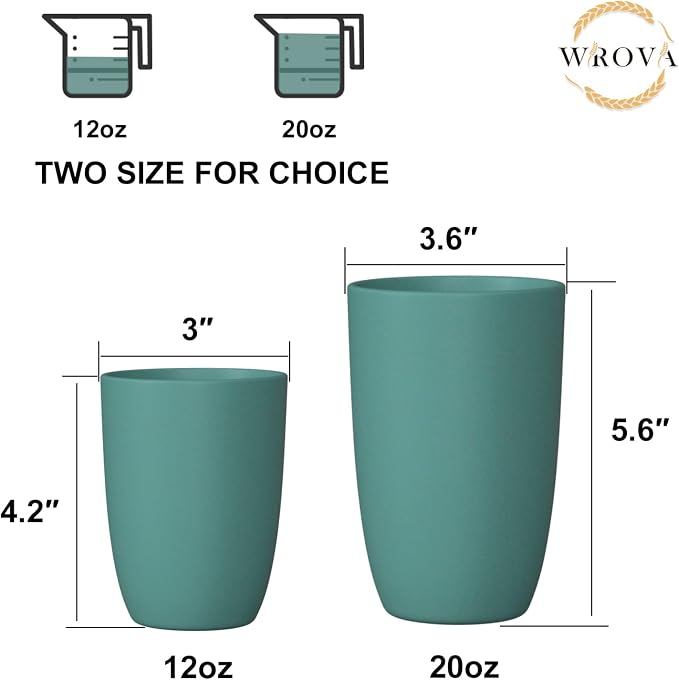 Wheat Straw Cups 6 PCS Good Alternative to Plastic Reusable Cups 12 oz - Image 3