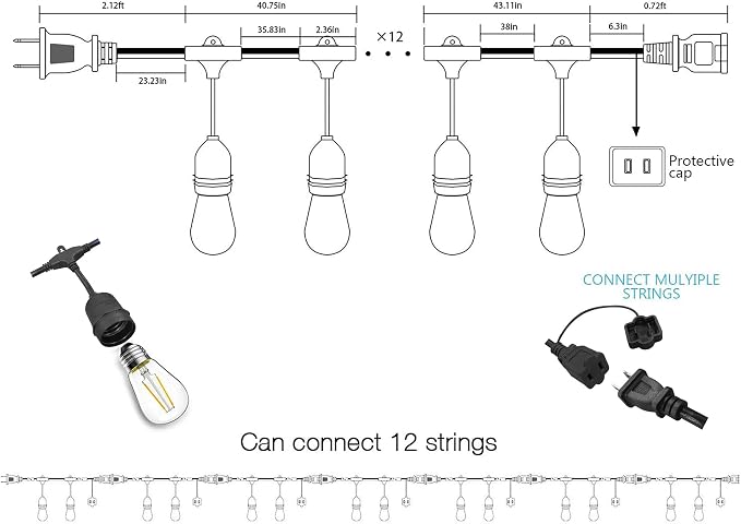 Banord Outdoor String Lights, 48FT Waterproof Patio Lights - Image 7