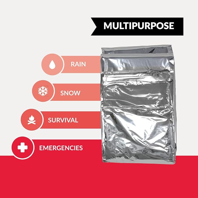 Ever Ready First Aid Mylar Rescue Blanket, Large Silver Thermal Sheet - Image 4