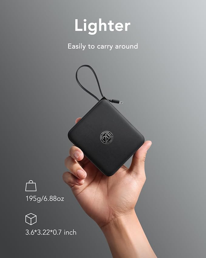 VRURC Portable Charger with Built-in Cable, 10000mAh 22.5W Fast Charging USB C - Image 5