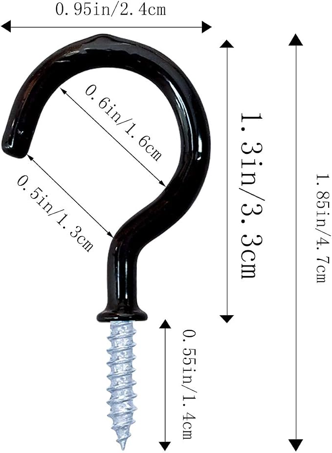 12 Pack Vinyl Coated Ceiling Hooks, Screw-in Mug Hooks - Image 3