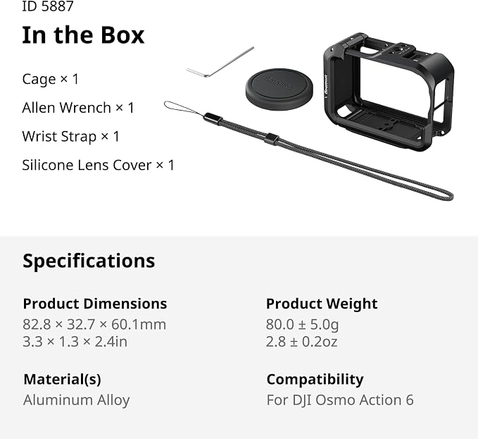 SmallRig Cage for DJI Osmo Action 6, Aluminum Alloy Camera Cage - Image 9