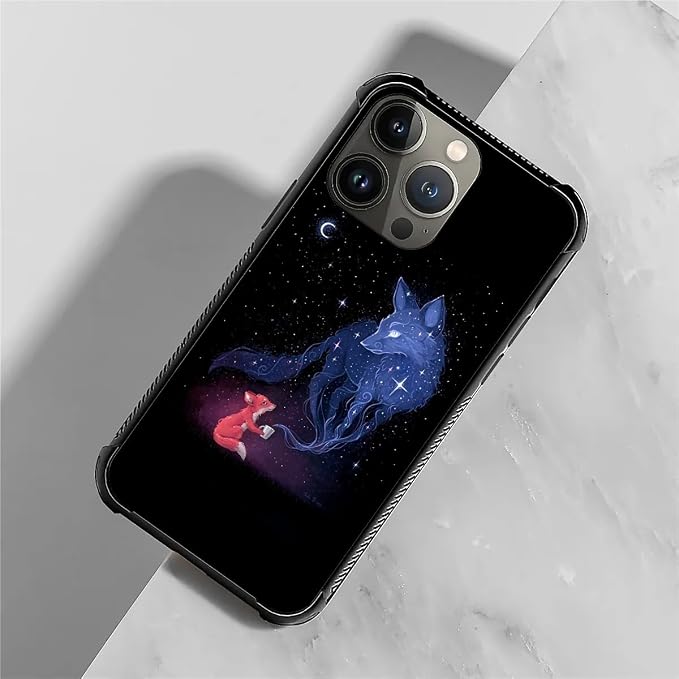 for iPhone 14 Pro Case, Galaxy Fox Wolf Pattern Graphic Design Girl Boy Soft - Image 7