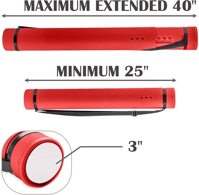 JJRING Red Poster Tube, Poster Carrying Case - Image 2