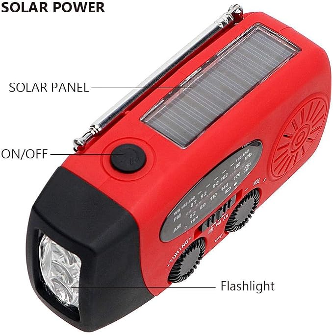 FM/AM/NOAA Weather Radio Hand Crank Self Powered Solar Portable Mini Emergency - Image 4