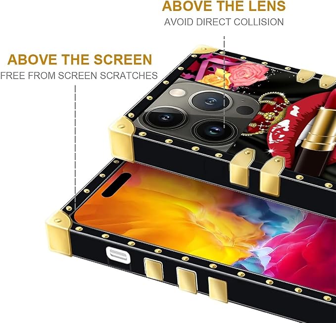 Compatible with iPhone 15 Pro Case, Queen Lip Crown Leopard Print Luxury Golden - Image 7