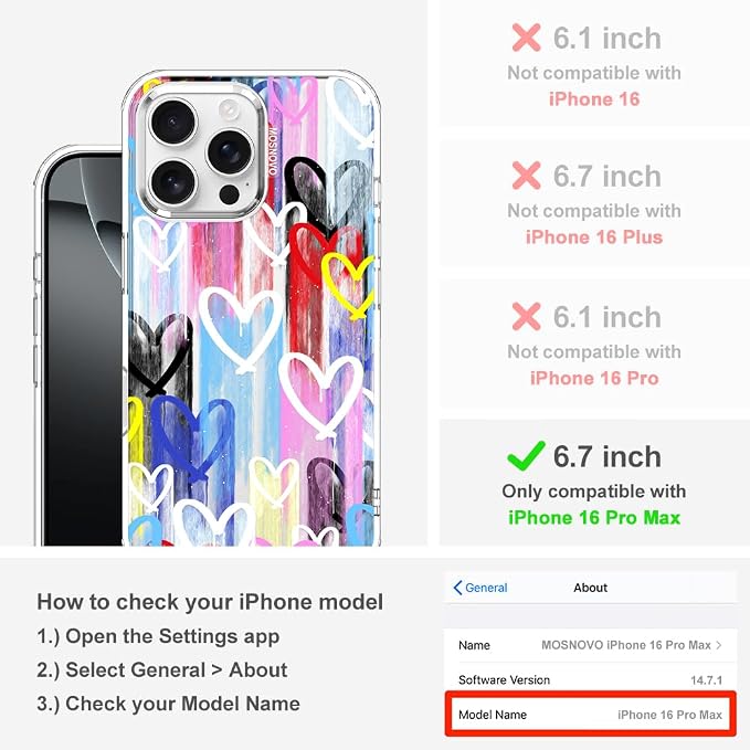 MOSNOVO for iPhone 16 Pro Max Case, Shockproof Military-Grade Protection 6.6ft - Image 2