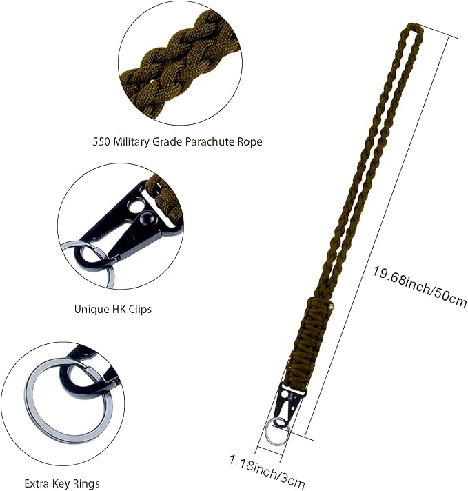 Heavy Duty Braided 550 Paracord Neck Lanyard Keychain - Image 2