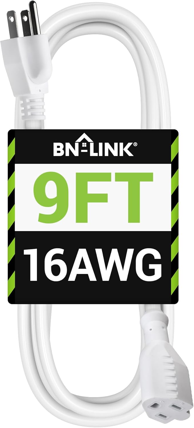 BN-LINK 9ft Outdoor Extension Cord, 16 Gauge General Purpose Power Cord by BN-LINK
