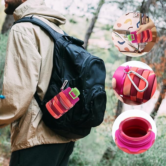 Silicone Collapsible Water Bottles, 16oz 500ml Portable Foldable Expandable - Image 5