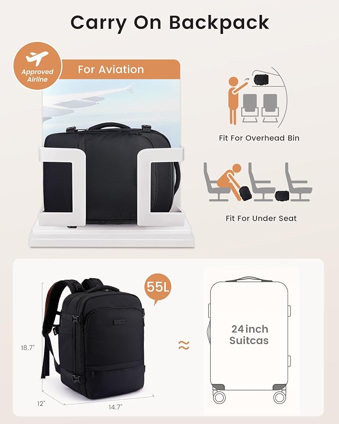 LOVEVOOK Travel Backpack for Women & Men, Carry On Backpack - Image 2
