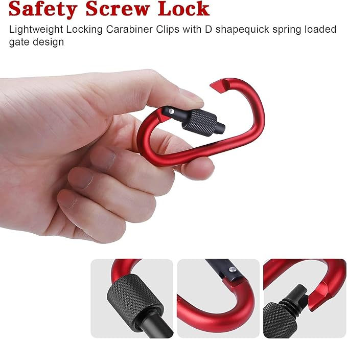 10 Pack Aluminum D Ring Key Rings Clips Locking Carabiner - Image 3