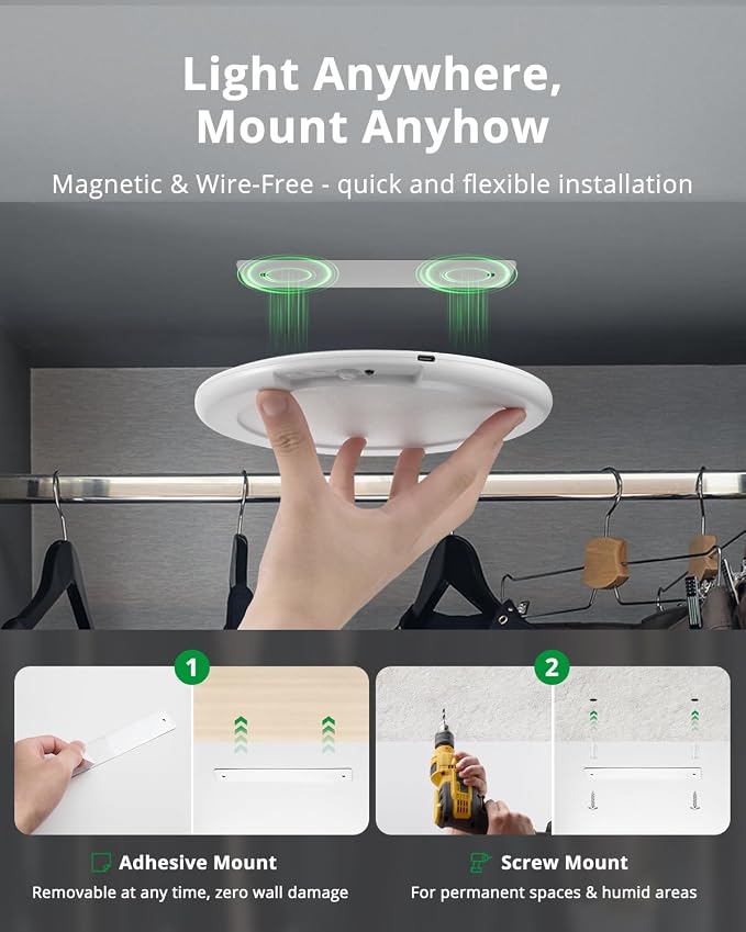 Bojim 4 Pack Rechargeable Battery Operated Ceiling Light Motion Sensor - Image 3