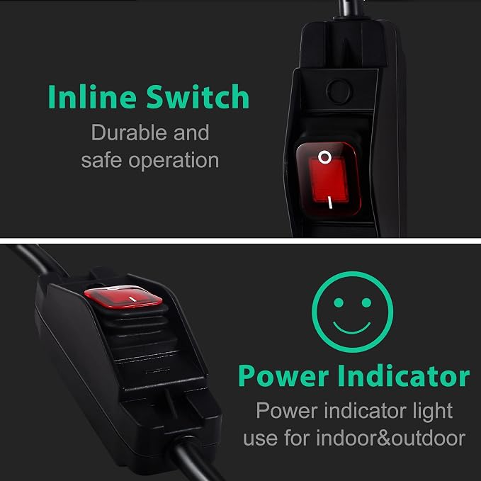 Outdoor Extension Cords with Switch Waterproof Switch 3 Prong Extension Cord - Image 7