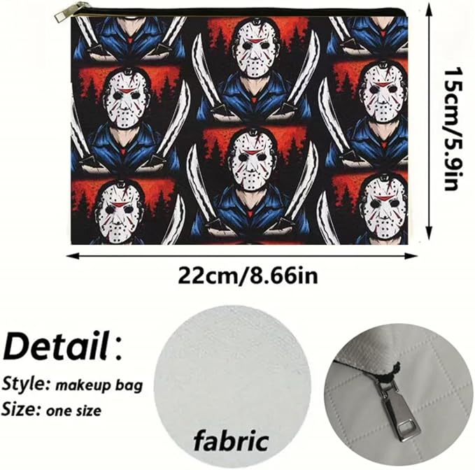 Horror Themed Makeup Bag with Zipper, Camping & Outdoor Use, Unisex Adult Gift - Image 5