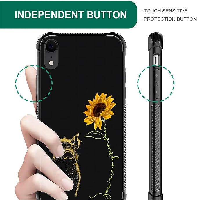 for iPhone XR Case, Pig Sunflower Yellow Sunshine Pattern Graphic Design Girl - Image 6