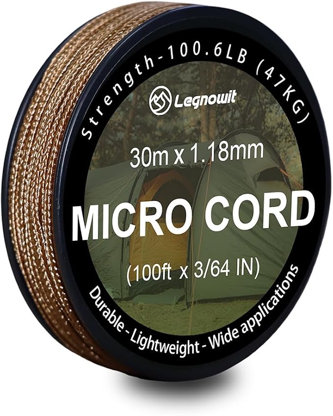 Micro Paracord, 1.18mm x 100ft Thin Mini Utility Braided Small Paracord by Legowitoutdoor