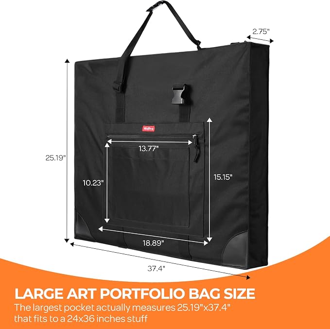 Nicpro Large Size Art Portfolio Case, Artist Portfolio Tote Bag - Image 2