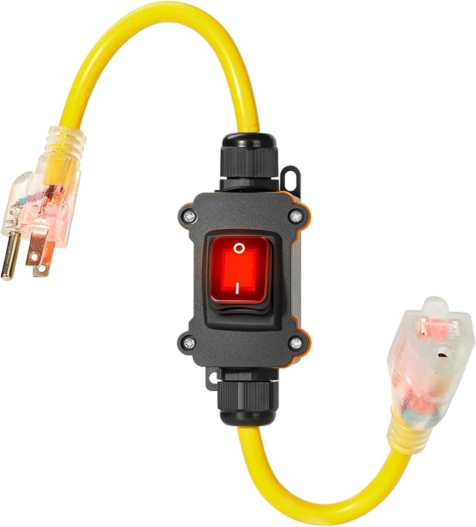 Heavy Duty Extension Cord with On/Off Switch, Outdoor Waterproof Inline Power by AmliberConnectors