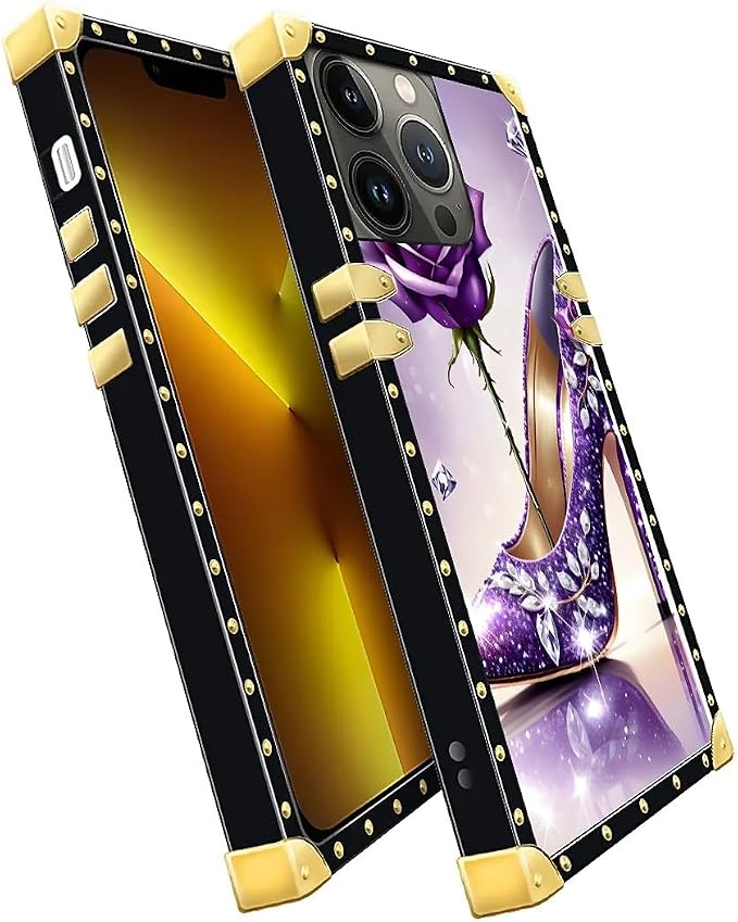 Compatible with iPhone 13 Pro Case, High Heeled Purple Diamond Rose Luxury - Image 3