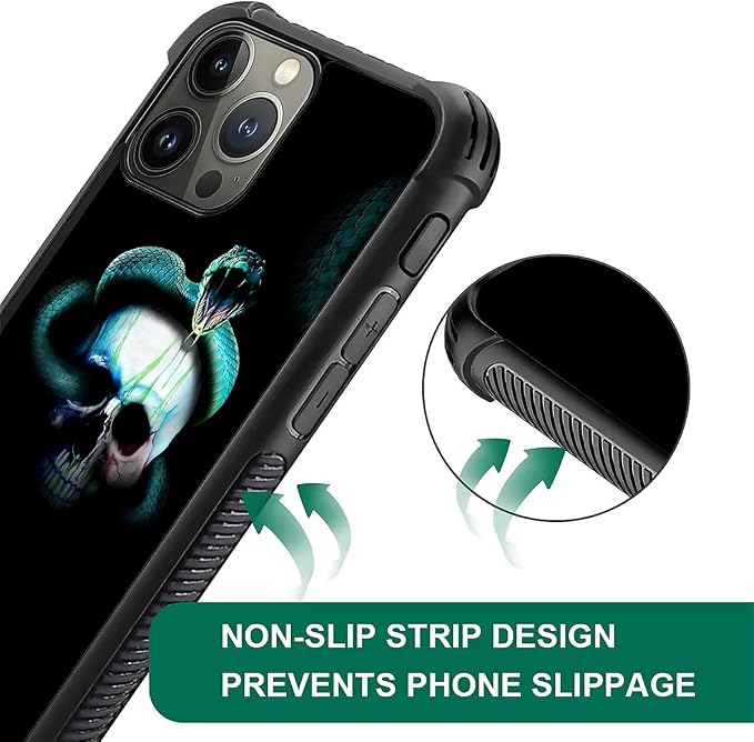 for iPhone 16 Pro Case, Skeleton Winding Snake Pattern Graphic Design Girl Boy - Image 6