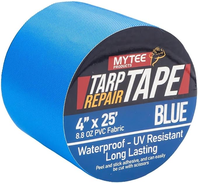 Mytee Products 4" x25' Blue Vinyl Tarp Repair Tape Kit – Heavy Duty 8.8oz Peel - Image 7