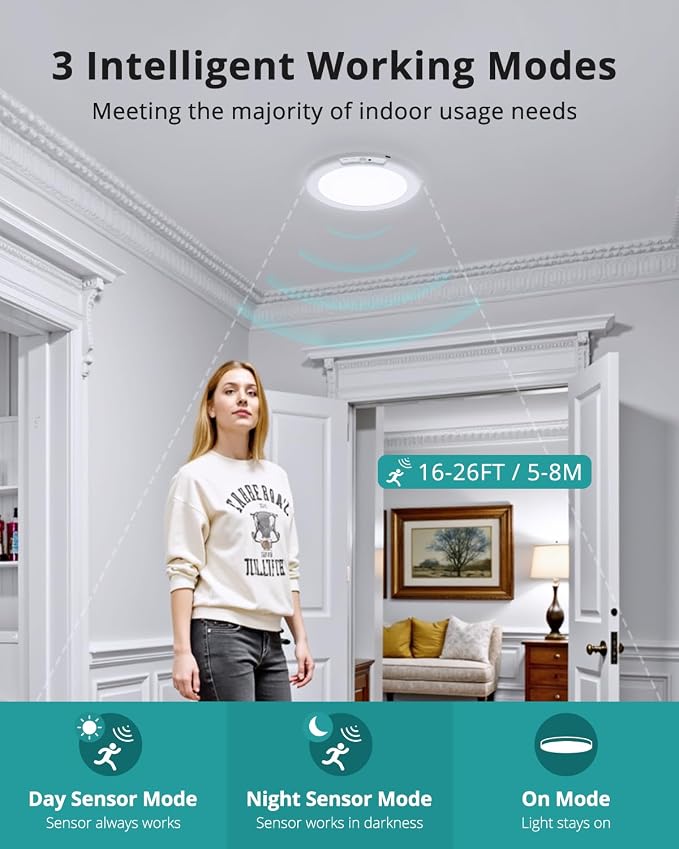 wowatt 4Pcs Battery Operated Ceiling Lights Rechargeable Motion Sensor Light - Image 5