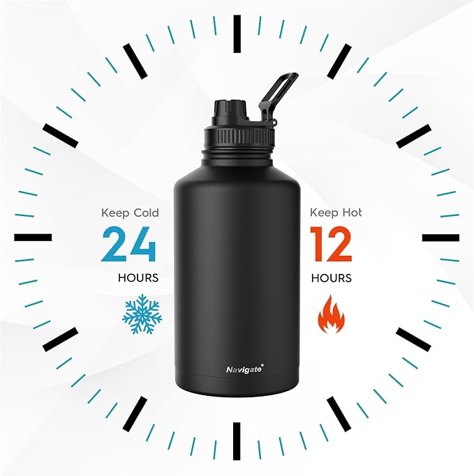 Navigate 64 oz Stainless Steel Insulated Water Bottle, Double Walled Leak Proof - Image 2
