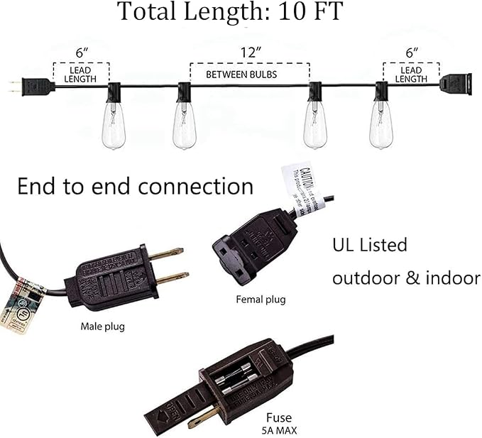 10Ft ST40 Outdoor String Lights - Image 2