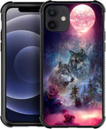 for iPhone 11 Case, Star Two Wolfs Howling Pattern Graphic Design Girl Boy Soft by FKBRCL4U