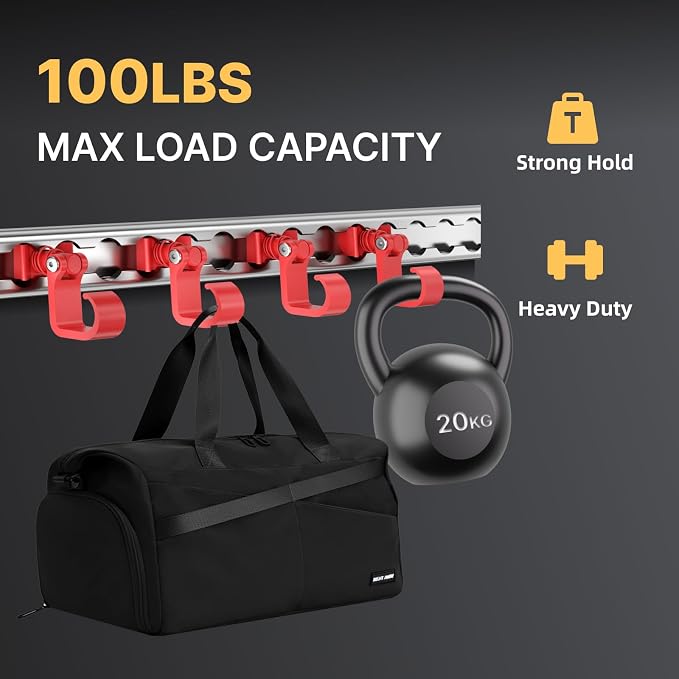 4 Pack L Track Hooks with Single Stud Fitting, Spring-Loaded Adjustable Gear - Image 2
