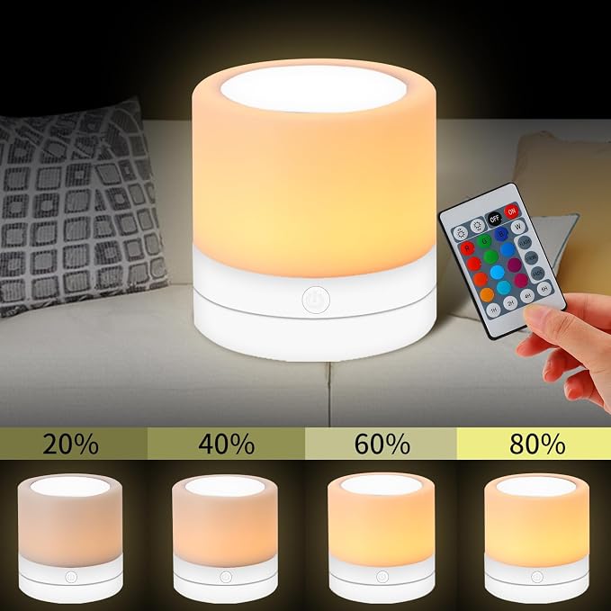Nursery Night Light for Kids, USB Rechargeable Small Desk Lamp, 13 RGB Colors & - Image 5