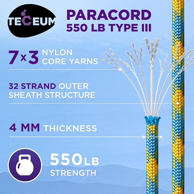 TECEUM Reflective Paracord Rope 1000 – 1000ft/200ft/100ft/50ft – 40+ Colors – - Image 2