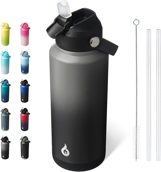 BJPKPK Water Bottle with Straw Lid, 32oz Vacuum Insulated Water Bottles by BJPKPK