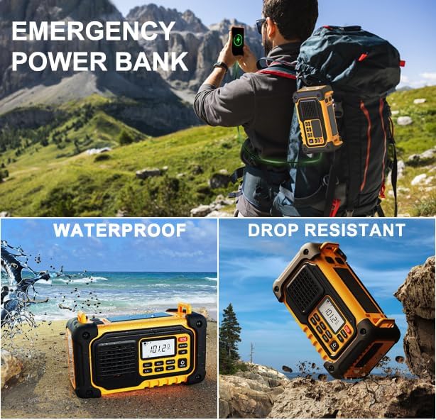 Emergency Weather Radio, AM/FM/SW/NOAA Hand Crank Radio - Image 4