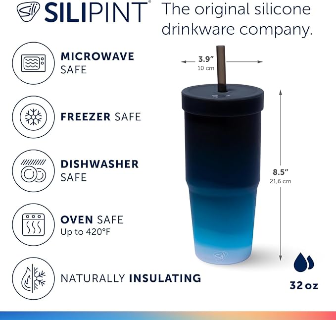 Silipint 32oz Silicone Straw Tumbler – BPA-Free, Unbreakable, Dishwasher Safe – - Image 3