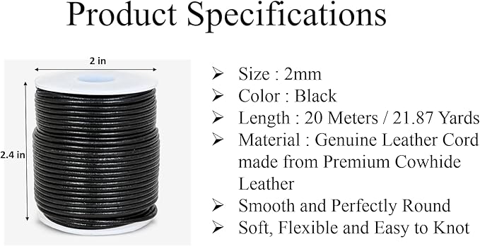 GENIQUE Real/Genuine Round Leather String Cord - Image 3
